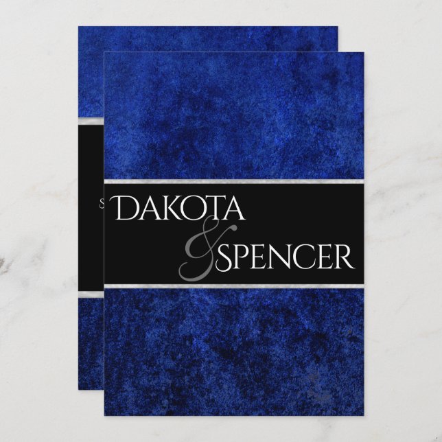 Sapphire Wedding Royal Cobalt Blue Party Modern Invitation (Front/Back)