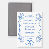 Sapphire Wedding Save The Date Magnet Bells