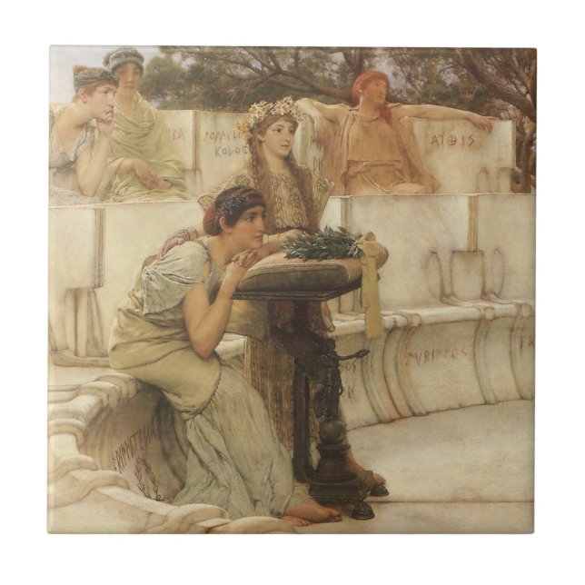 Sappho and Alcaeus by Sir Lawrence Alma Tadema Tile (Front)