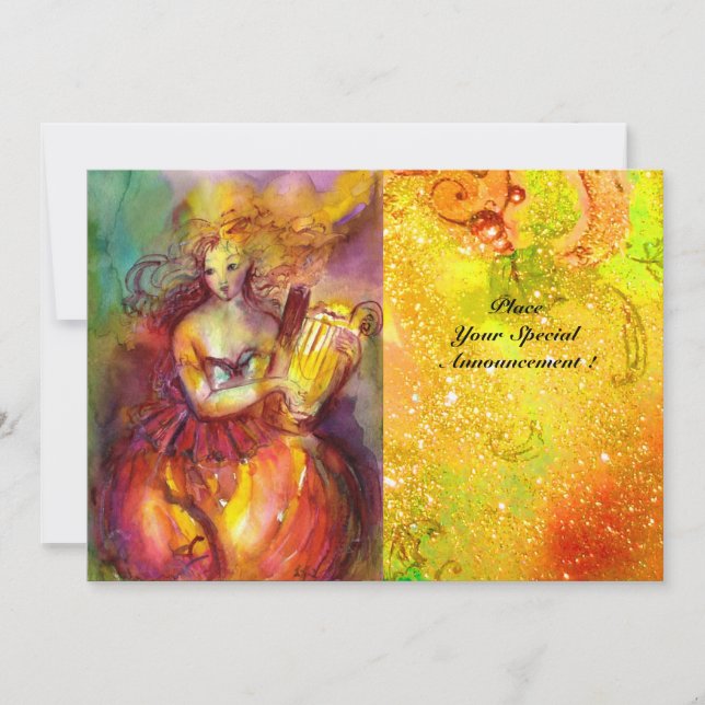 SAPPHO ,DANCE ,MUSIC AND POETRY, Gold Sparkles Invitation (Front)