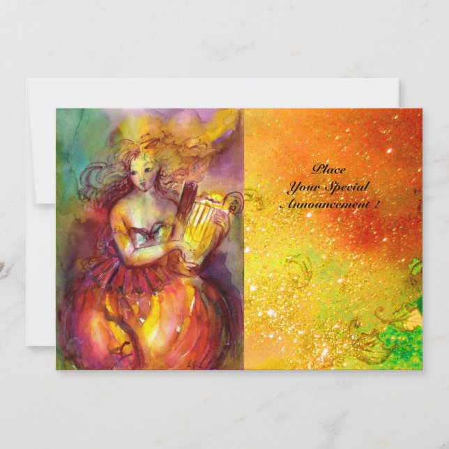 SAPPHO ,DANCE ,MUSIC AND POETRY, Gold Sparkles Invitation (Front)