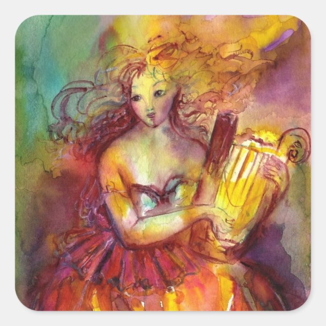 SAPPHO ,DANCE, MUSIC AND POETRY SQUARE STICKER (Front)