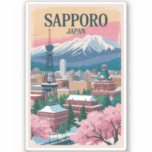 Sapporo Japan Illustration Travel Art Vintage