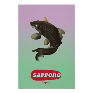 Sapporo Japan Vintage style tourism poster