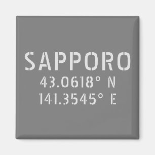 Sapporo Latitude & Longitude Coordinates  Magnet