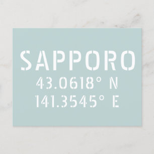 Sapporo Latitude & Longitude Coordinates   Postcard