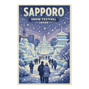 Sapporo Snow Festival in Japan Travel Poster