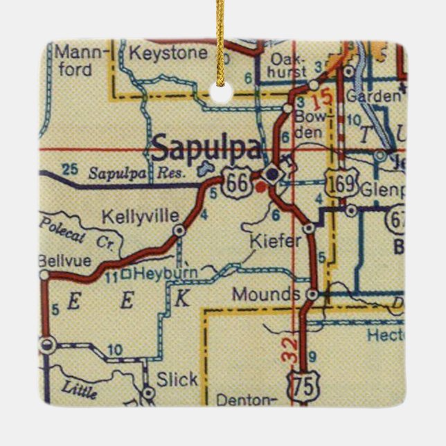 Sapulpa Oklahoma Retro Ceramic Ornament (Back)