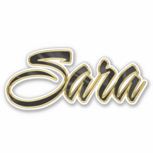 Sara black gold lettering sticker