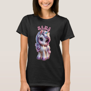 Sara Cute Unicorn Design for Girls Name Sara T-Shirt
