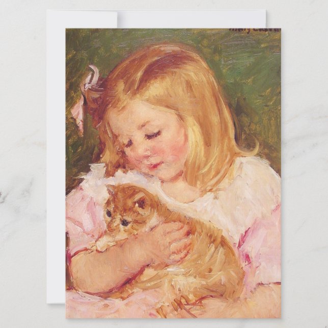 Sara Holding a Cat (by Mary Cassatt) Card (Front)
