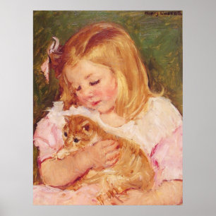 Sara Holding a Cat, Mary Cassatt Poster