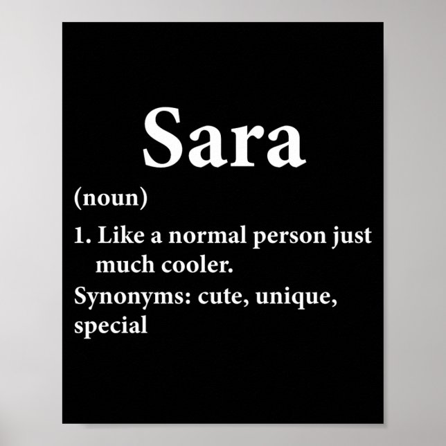 Sara Name Definition Funny D  Poster (Front)