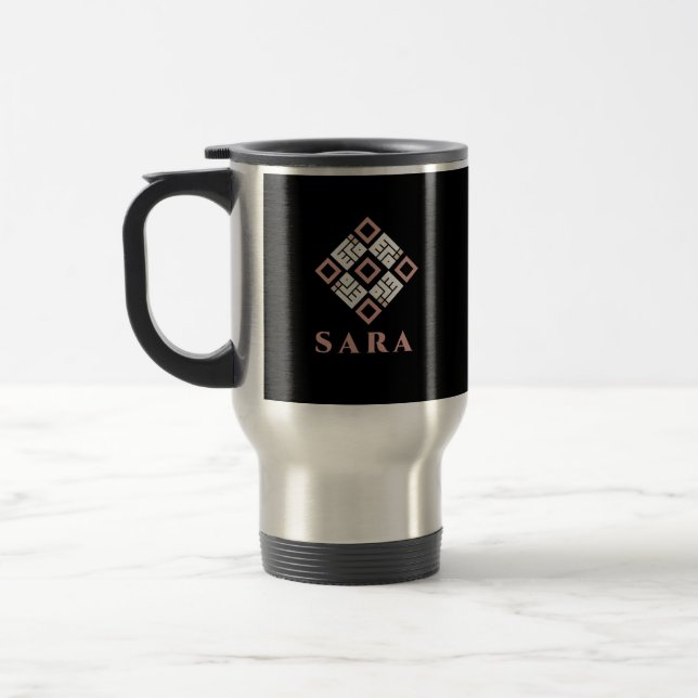 SARA Name Mug | Modern Kufic Geometric Pattern Des (Left)
