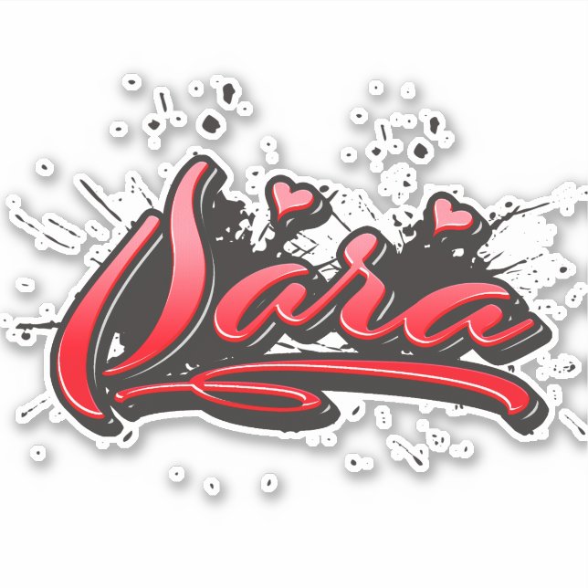 Sara red Heart Graffiti Decal Sticker (Front)