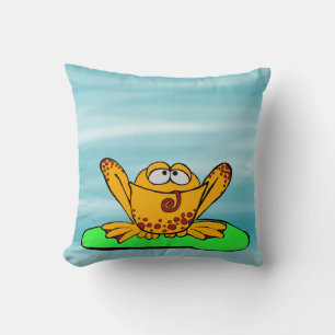 Sara Soda Jeremiah Frog on Lilypad cute cartoon Cushion