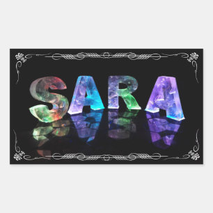 Sara  - The Name Sara in 3D Lights (Photograph) Rectangular Sticker