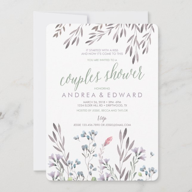 Sarah - A Wildflower Wedding Couples Shower Invitation (Front)
