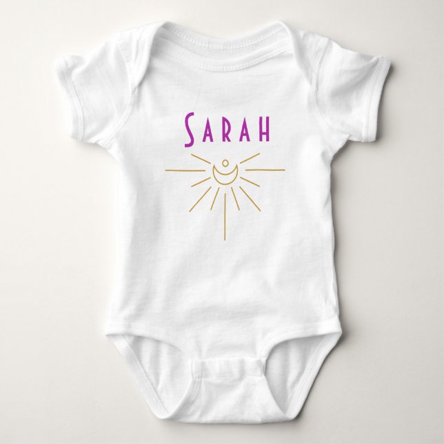 Sarah Baby Name Romper Sunshine Boho Hippie Gift Baby Bodysuit (Front)