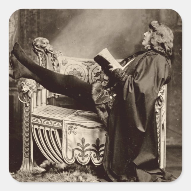 Sarah Bernhardt (1844-1923) as Hamlet in the 1899 Square Sticker (Front)