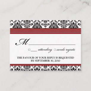 ::sarah:: Damask 3.5"x2.5" Wedding RSVP Card