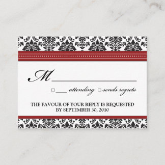 ::sarah:: Damask 3.5"x2.5" Wedding RSVP Card