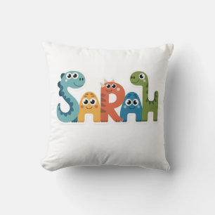 Sarah Dinosaur Name Cute Dino Letters Design Cushion