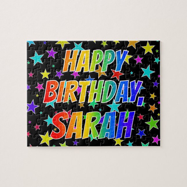 "SARAH" First Name, Fun "HAPPY BIRTHDAY" Jigsaw Puzzle (Horizontal)