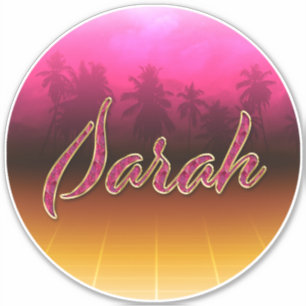 Sarah First Name golden pink sticker