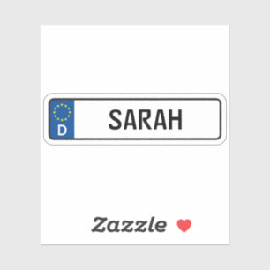 Sarah German Car License Plate
