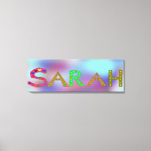 SARAH Girl's Name Cute Letters Design Blue Canvas Print