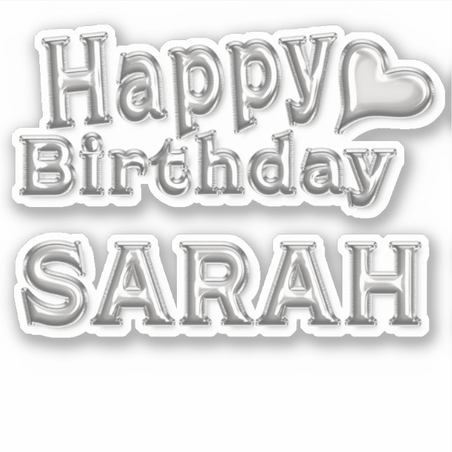 Sarah Happy Birthday silver Sticker (Front)