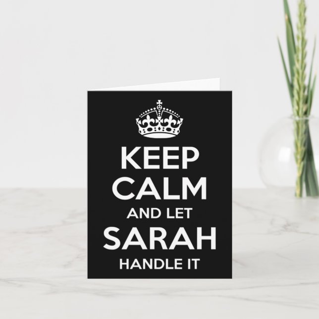 Sarah Keep Calm Personalised Name Funny Birthday G Card (Front)