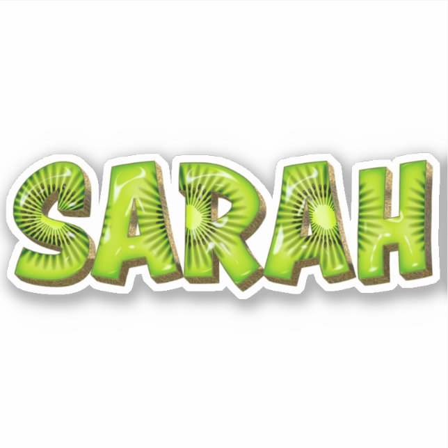 Sarah Name Kiwi Design Sticker (Front)