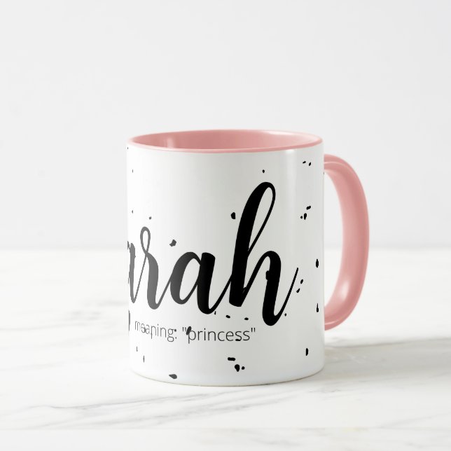 Sarah Name Meaning Minimal Modern Script Girl Gift Mug (Front Right)