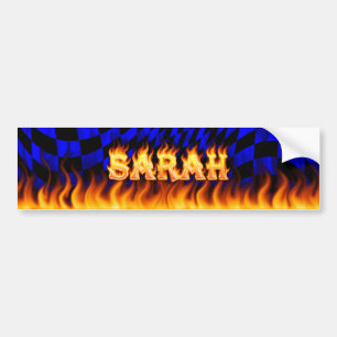 Sarah real fire and flames bumper sticker design.