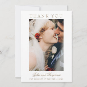 Sarah Simple Gold Script 2 Photo Wedding Thank You Card