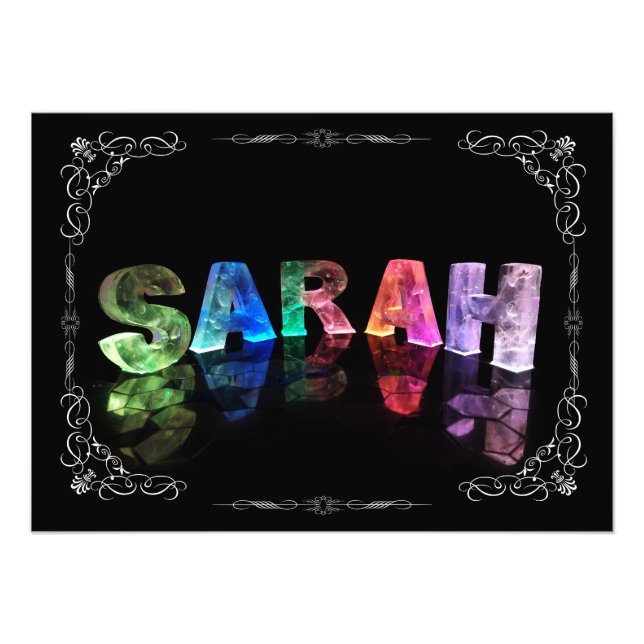 Sarah  - The Name Sarah in 3D Lights (Photograph) Photo Print (Front)