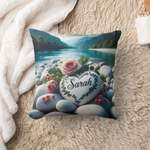 Sarah's River Stone Heart Cushion