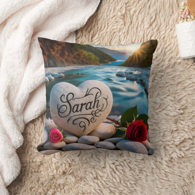 Sarah's Sunset River Stone Cushion (Blanket)