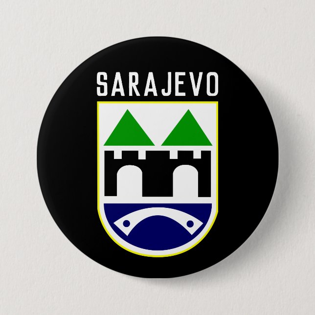 Sarajevo coat of arms, Bosnia and Herzegovina 7.5 Cm Round Badge (Front)