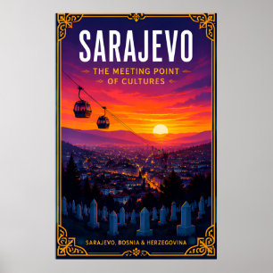 🌅 Sarajevo Sunset Skyline Travel Memory For Home Poster