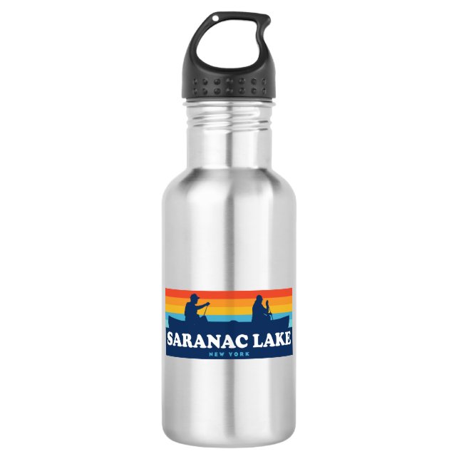 Saranac Lake New York Canoe 532 Ml Water Bottle (Front)