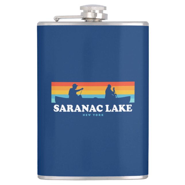 Saranac Lake New York Canoe Hip Flask (Front)