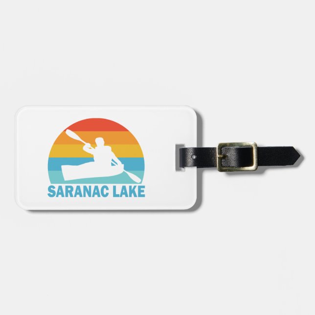 Saranac Lake New York Kayak Luggage Tag (Front Horizontal)