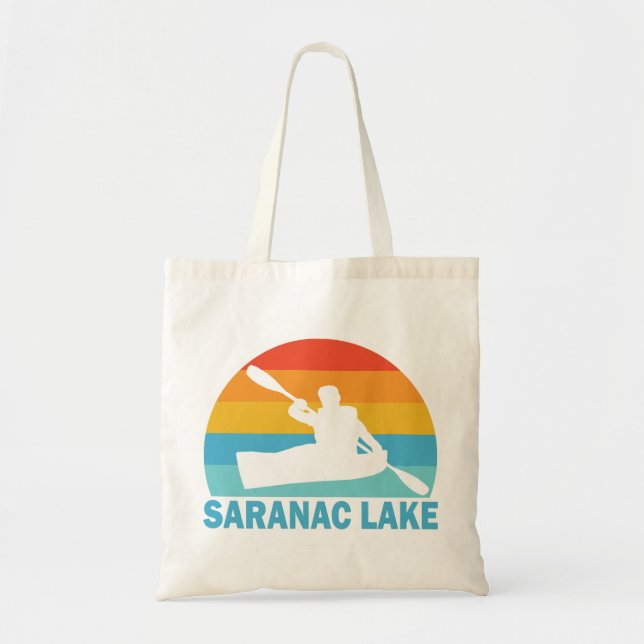 Saranac Lake New York Kayak Tote Bag (Front)