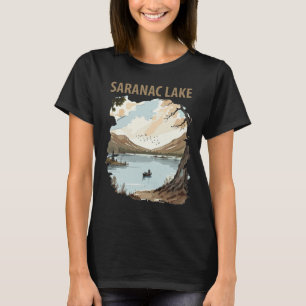 Saranac Lake NY Adirondack Retro Travel T-Shirt