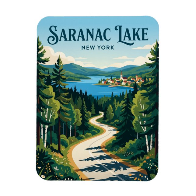 Saranac Lake USA Magnet (Vertical)