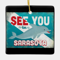Sarasota Dolphin - Retro Vintage Travel