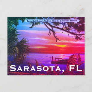 Sarasota, Florida Beach Sunset - Gulf of Mexico Postcard